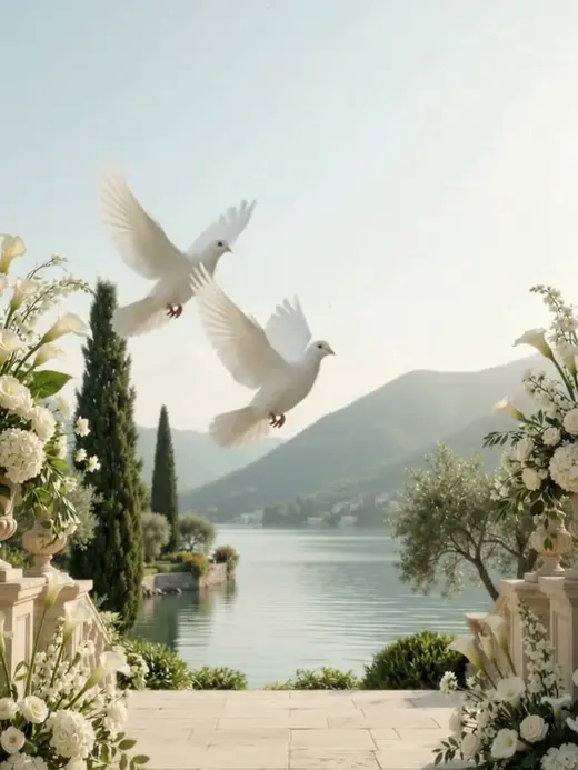 Two Doves Flying